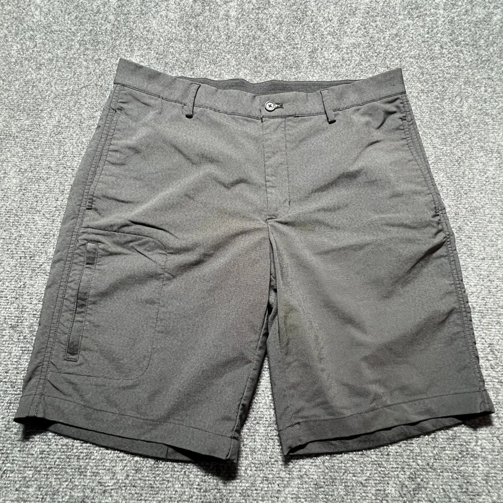 Greg Norman Mens Gray Performance Golf Shorts Size 34 Stretch Side Zip Pocket